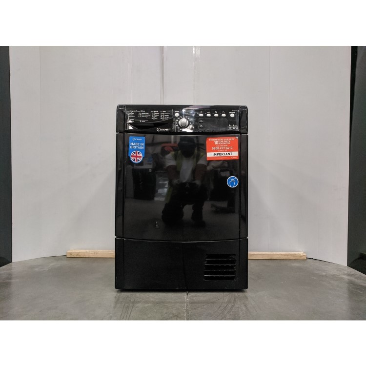 Refurbished Indesit EcoTime IDCE8450BKH Freestanding Condenser 8KG Tumble Dryer Black