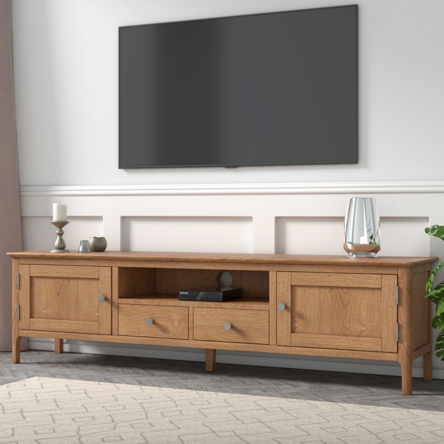 Large Solid Wood TV Unit with Storage - TV's up to 77 - Adeline