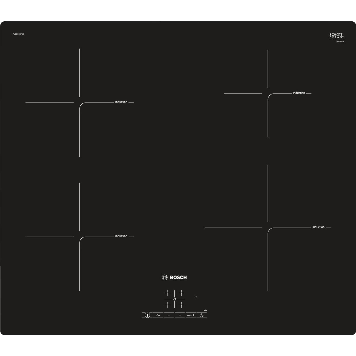 Bosch Serie 4 60cm 4 Zone Induction Hob with 13A Plug