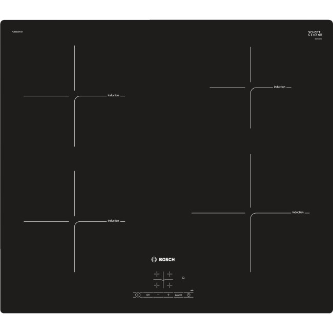 Bosch PUE611BF1B Series 4 60cm 4 Zone Induction Hob with 13A Plug