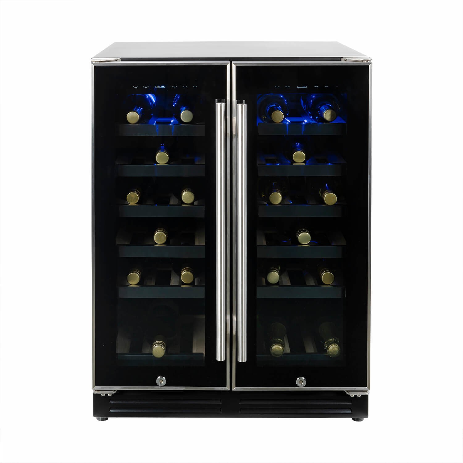 electriQ 36 Bottle Capacity Dual Zone Under Counter Freestanding Wine Cooler- Stainless Steel