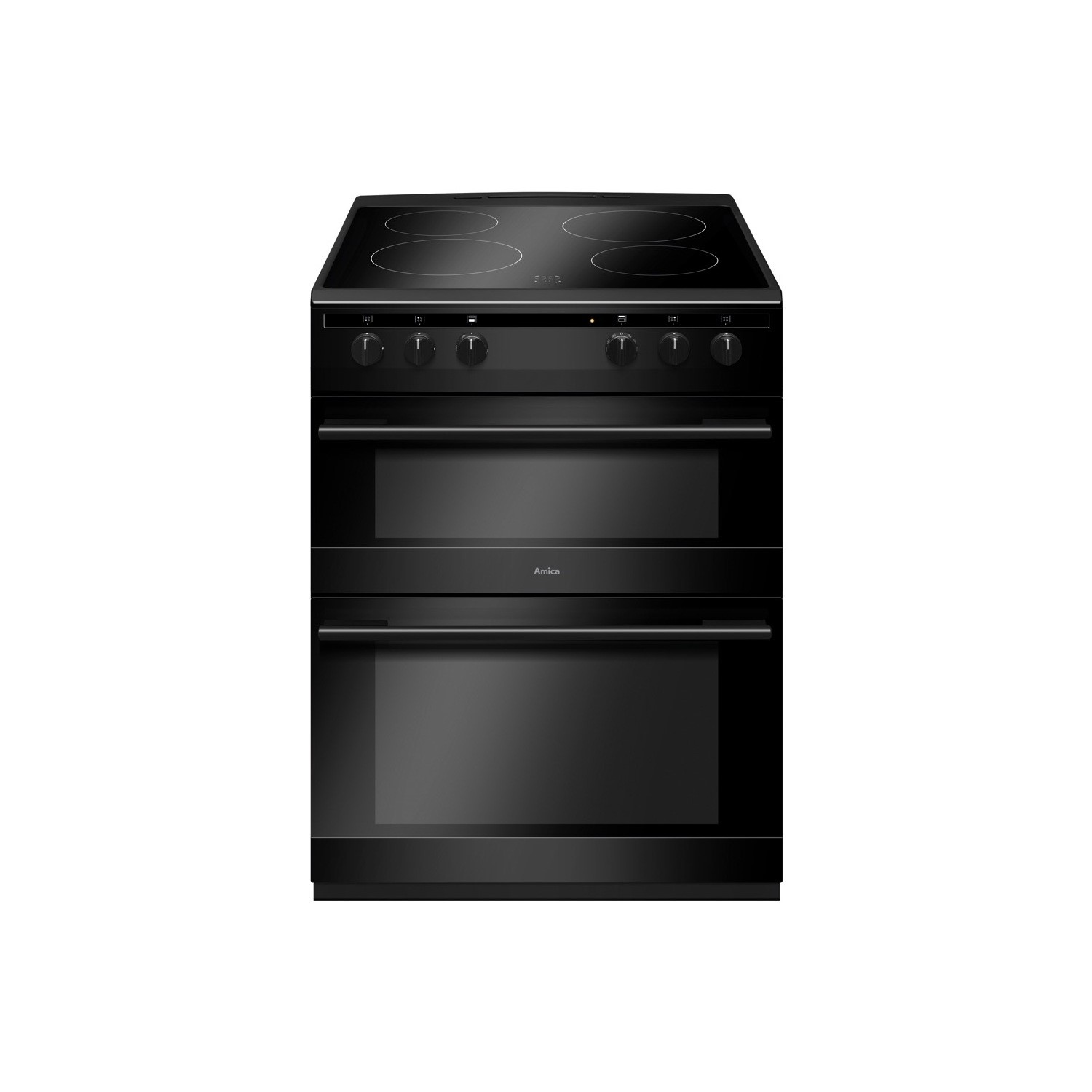 Refurbished Amica AFC6520BL 60cm Double Oven Electric Cooker with Ceramic Hob Black