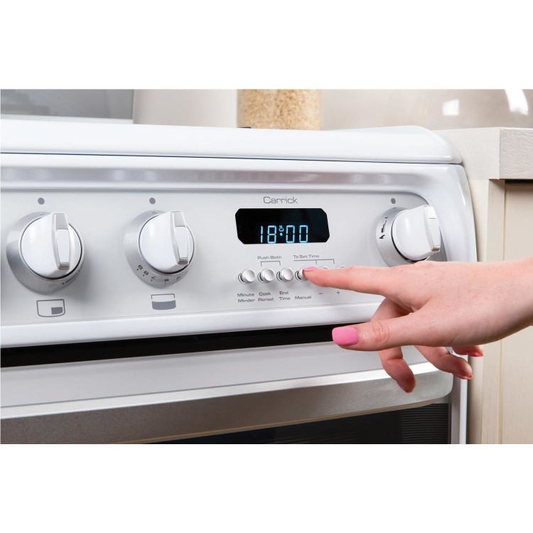 Refurbished Hotpoint Harrogate CH60DHWF 60cm Double Oven Dual Fuel Cooker with Lid White
