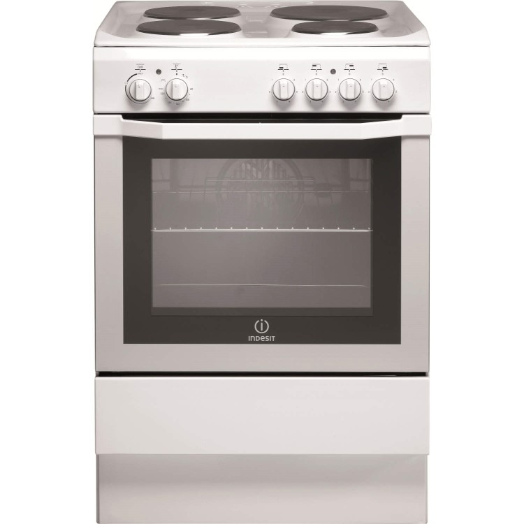 GRADE A1 - Indesit I6EVAW 60cm Single Oven Electric Cooker with Sealed Plate Hob - White