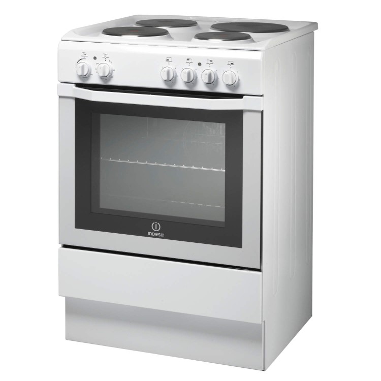 GRADE A1 - Indesit I6EVAW 60cm Single Oven Electric Cooker with Sealed Plate Hob - White
