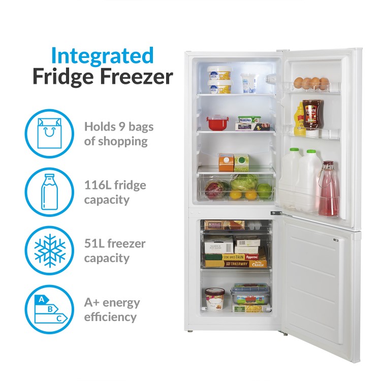 GRADE A3 - electriQ 167 Litre Freestanding Fridge Freezer 60/40 Split A+ Energy Rating 50cm Wide - White