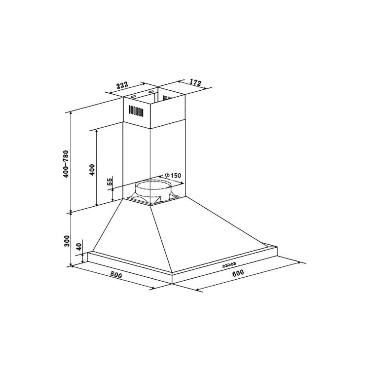 Refurbished Hoover 60cm Chimney Hood - Black