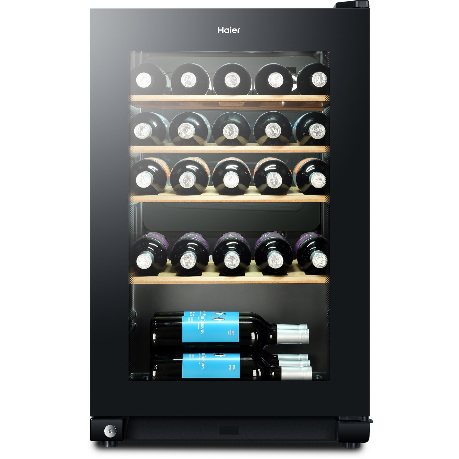 Haier 30 Bottle Capacity Single Zone Freestanding Wine Cooler - Black