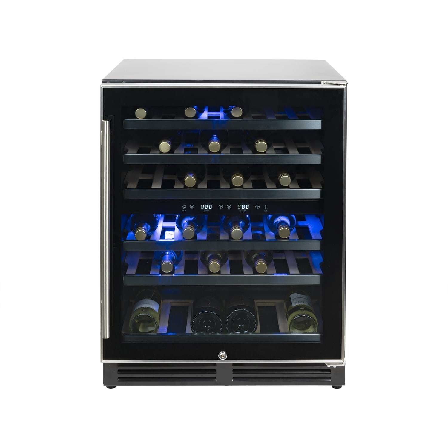 Refurbished electriQ EQWINECH60 Freestanding 51 Bottle Dual Zone Under Counter Wine Cooler Stainless