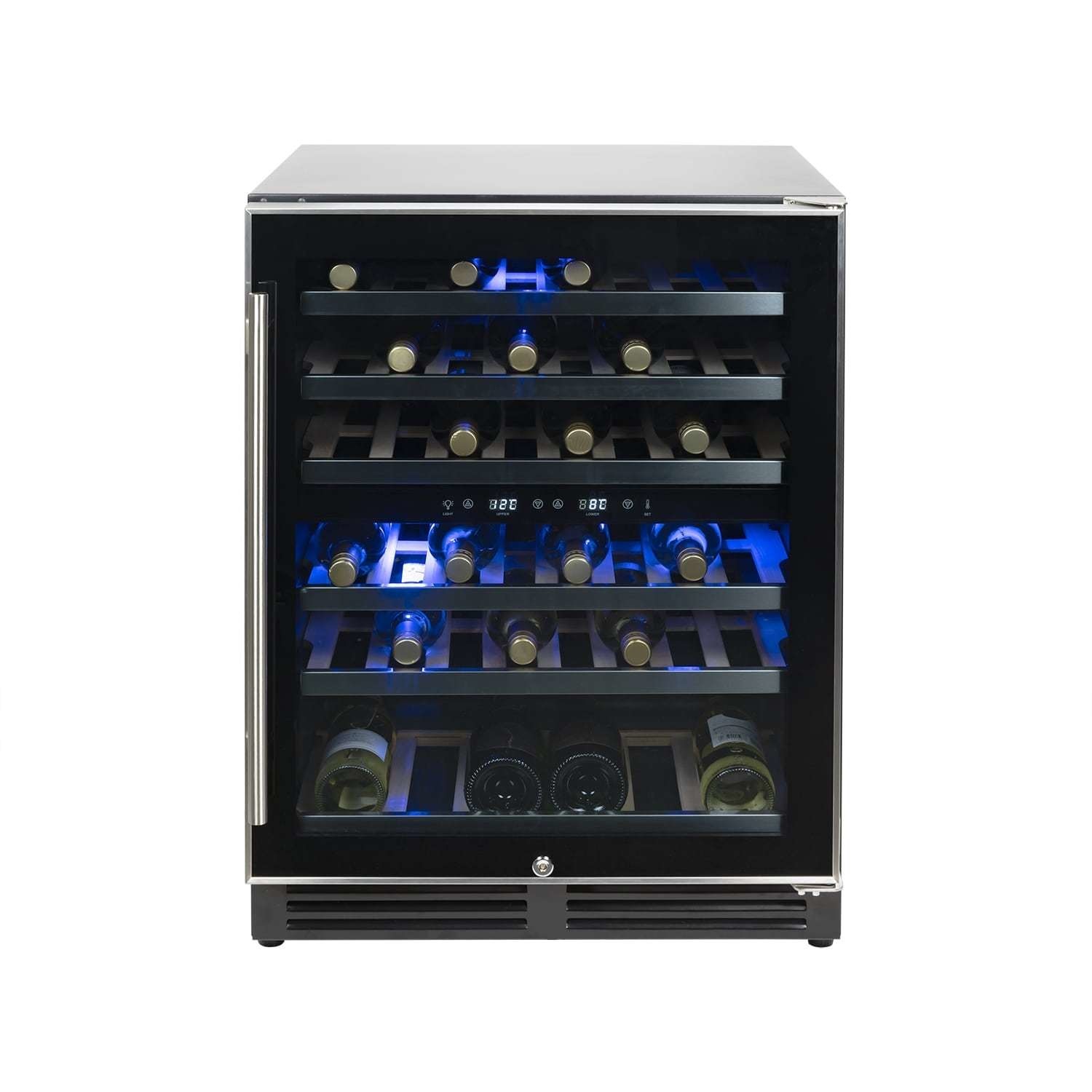 electriQ 51 Bottle Capacity Duel Zone Freestanding Wine Cooler - Stainless Steel