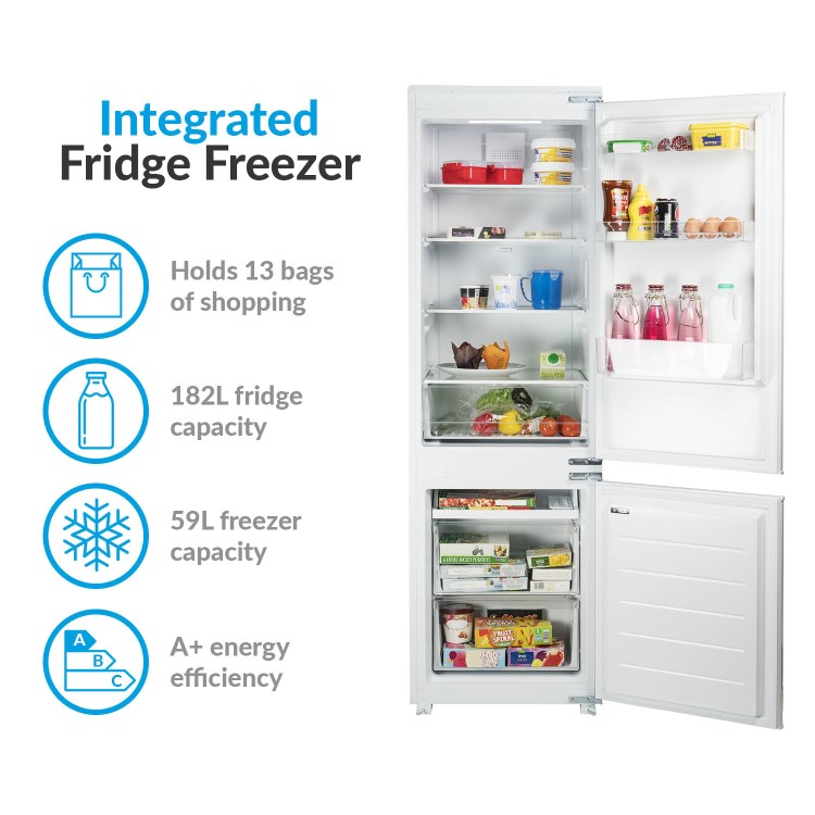 electriQ 241 Litre 70/30 Integrated Fridge Freezer - Frost Free