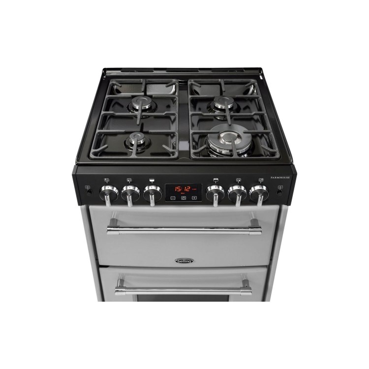 Belling Farmhouse 60G 60cm Double Oven Gas Cooker - Silver