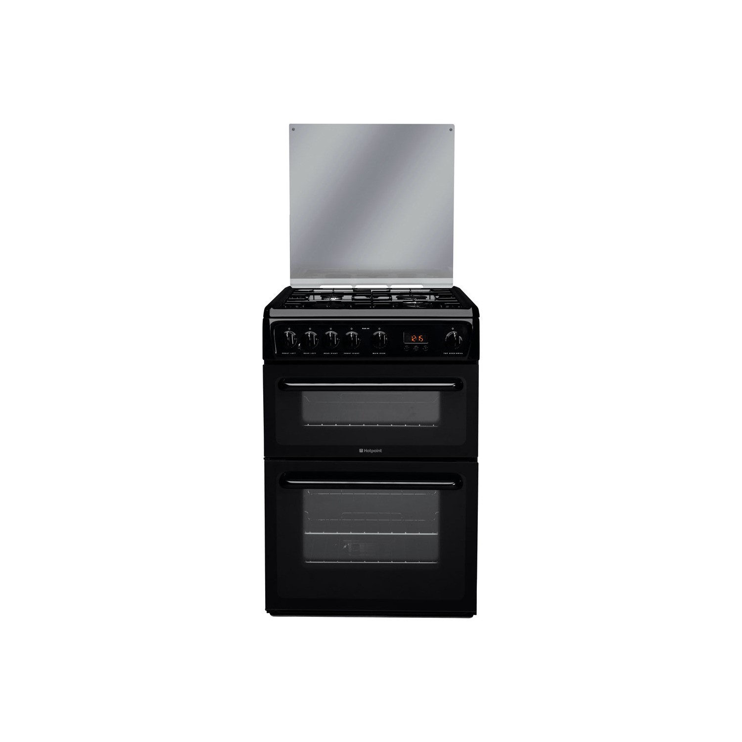 Refurbished Hotpoint HAGL60K 60cm Double Oven Gas Cooker with Lid Black