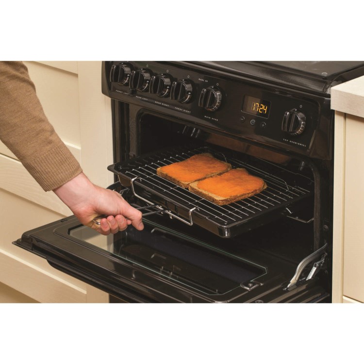Hotpoint 60cm Double Oven Gas Cooker with Lid - Black