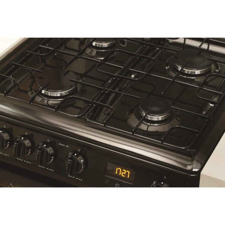 Hotpoint 60cm Double Oven Gas Cooker with Lid - Black