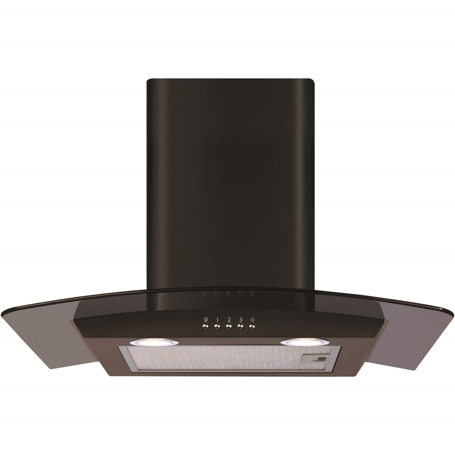 CDA 60cm Curved Glass Chimney Cooker Hood - Black