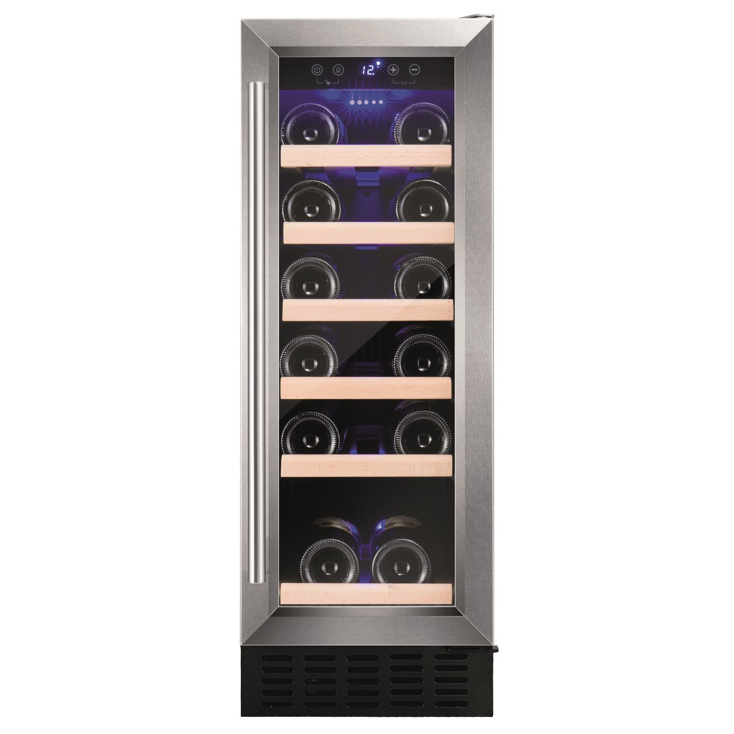 Amica 19 Bottle Single Zone Freestanding Under Counter Wine Cooler - Stainless Steel