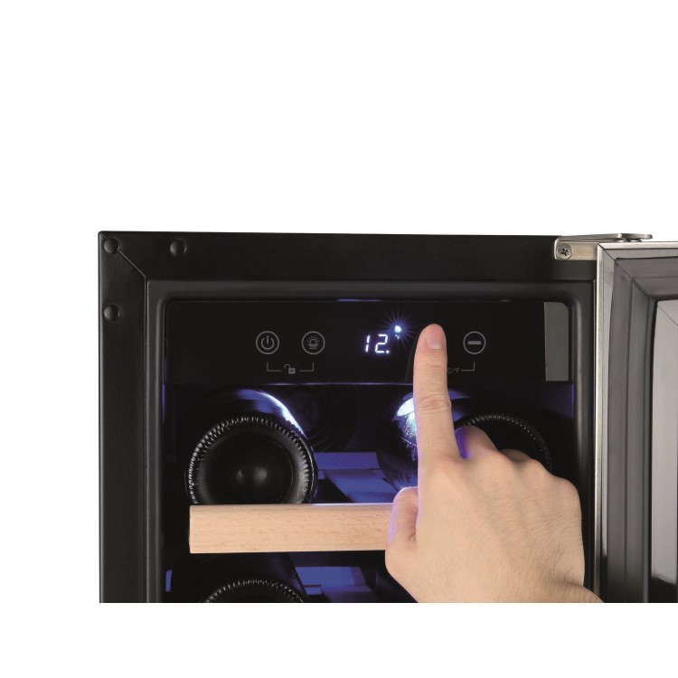 Amica 19 Bottle Capacity Single Zone Freestanding Under Counter Wine Cooler - Black