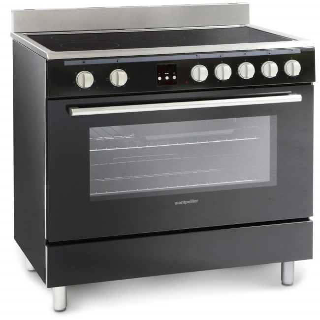 GRADE A2 - Montpellier MR90CEMK 90cm Electric Single Oven Range Cooker With Ceramic Hob - Black