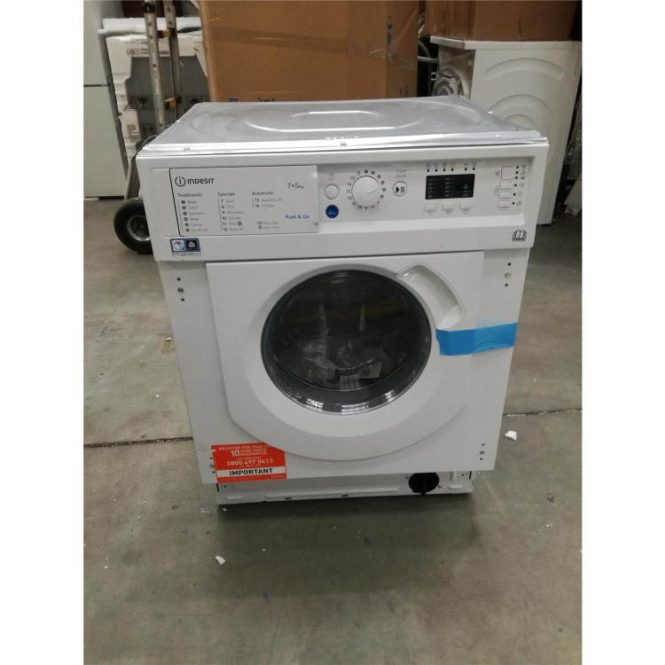 Refurbished Indesit Push&Go BIWDIL75125UKN Integrated 7/5KG 1200 Spin Washer Dryer