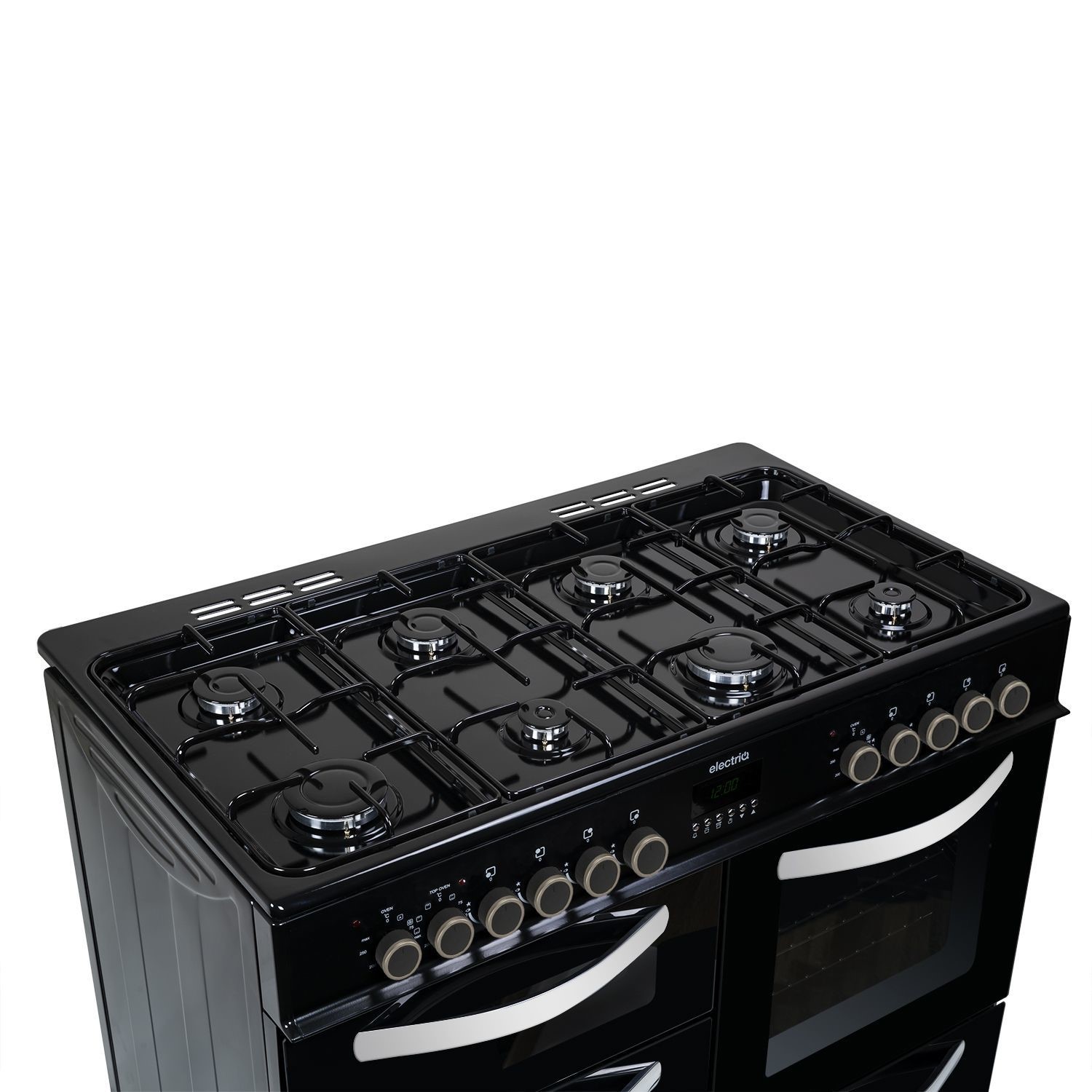 Refurbished electriQ EQRANGE100BLACK 100cm Dual Fuel Double Oven Range