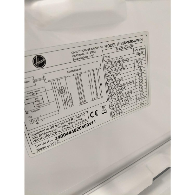 Refurbished Hoover H1826MNB5WWKN Freestanding 308 Litre 50/50 Frost Free Fridge Freezer
