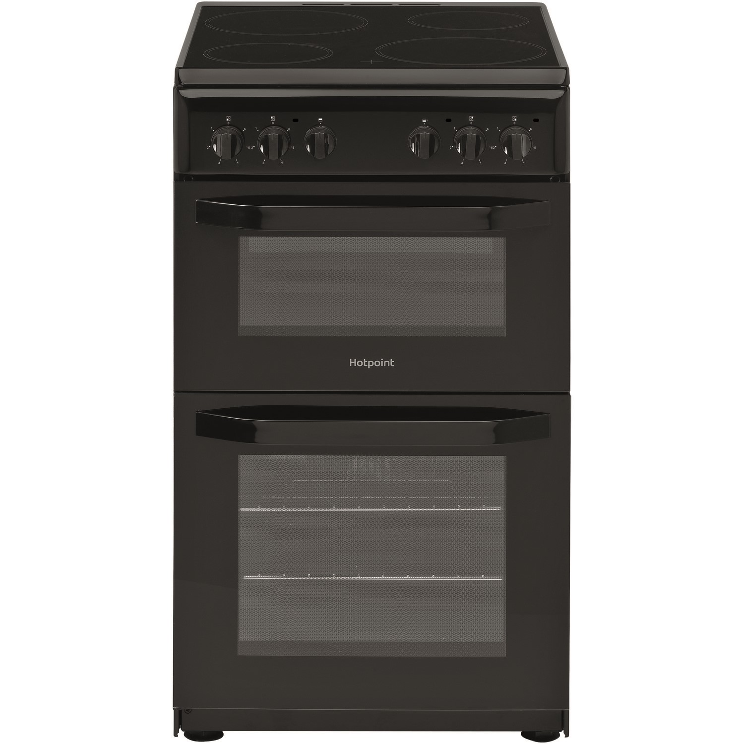 Hotpoint 50cm Double Cavity Electric Cooker with Ceramic Hob - Black