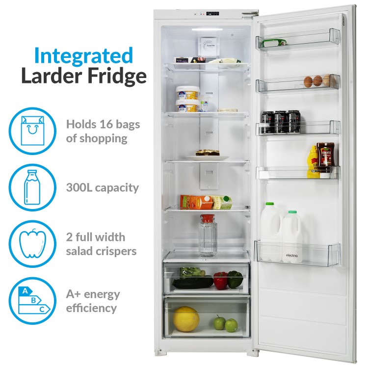 Refurbished electriQ 300 Litre Integrated In Column Fridge 177cm Tall  54cm Wide - White