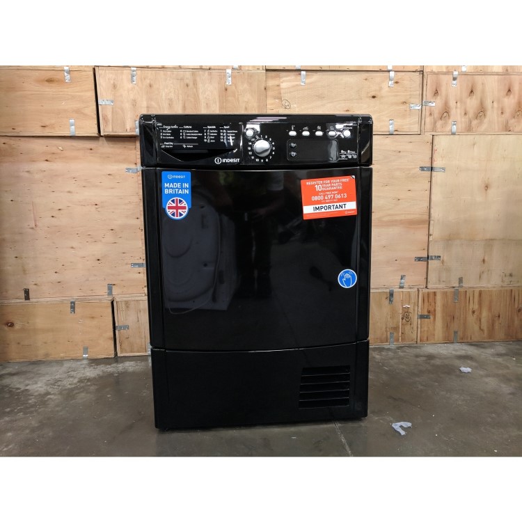 Refurbished Indesit EcoTime IDCE8450BKH Freestanding Condenser 8KG Tumble Dryer Black