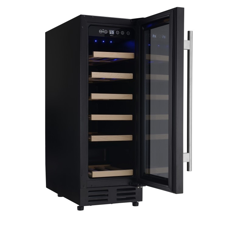 GRADE A1 - electriQ 30cm Wide 18 Bottle Wine Cooler - Black
