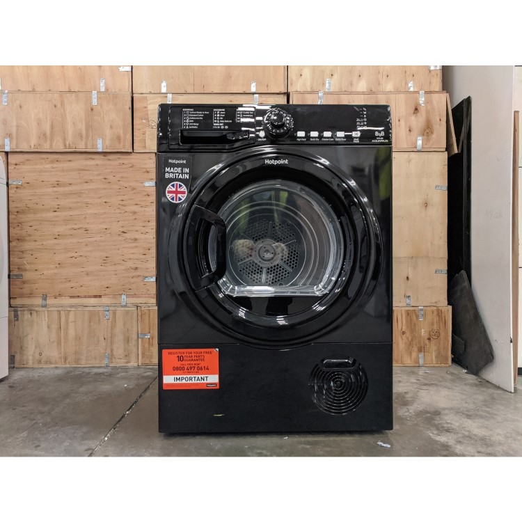 Refurbished Hotpoint Aquarius TCFS83BGK Freestanding Condenser 8KG Tumble Dryer Black