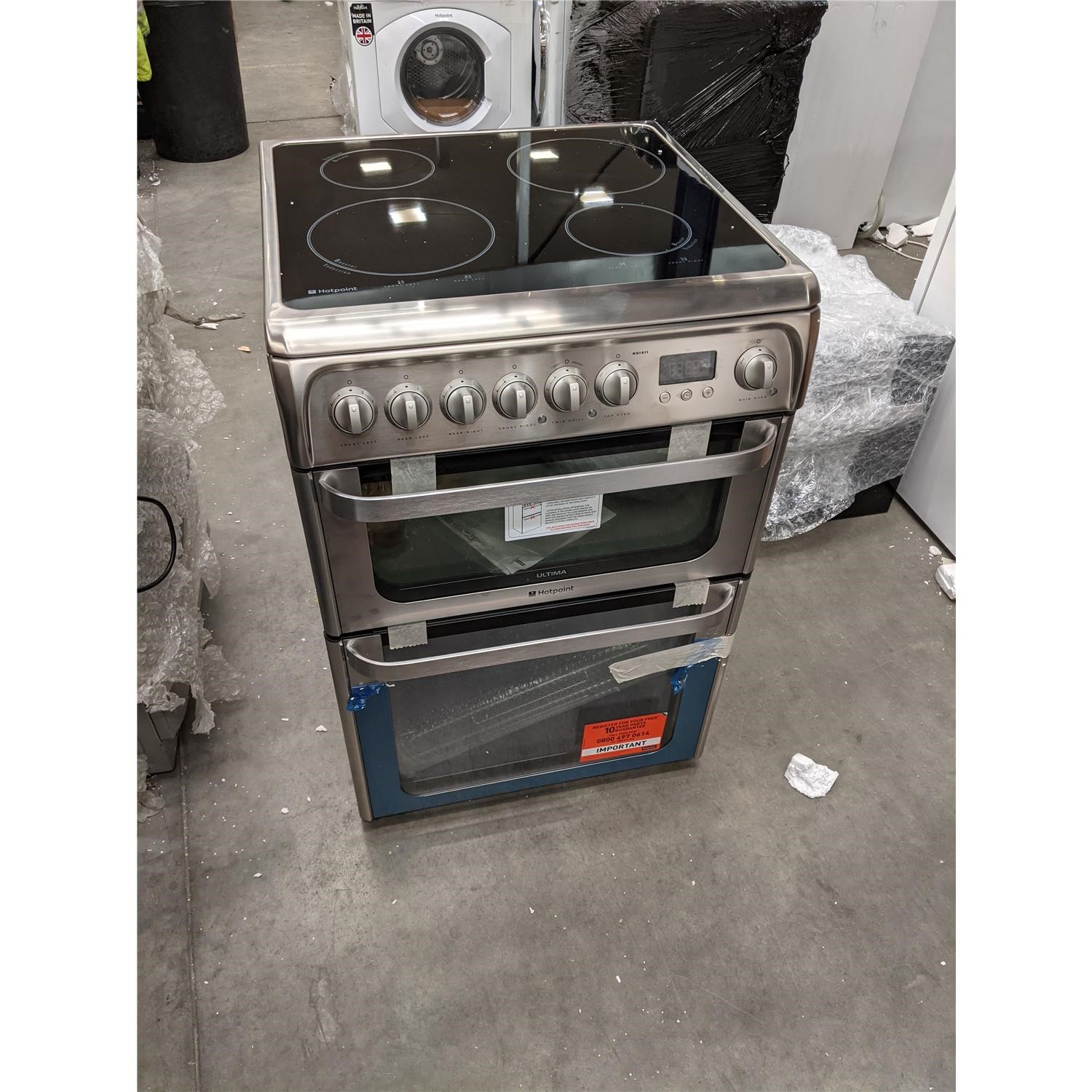 Refurbished Hotpoint HUI611X 60cm Electric Cooker With Induction Hob 78066081 1 HUI611X Appliances Direct