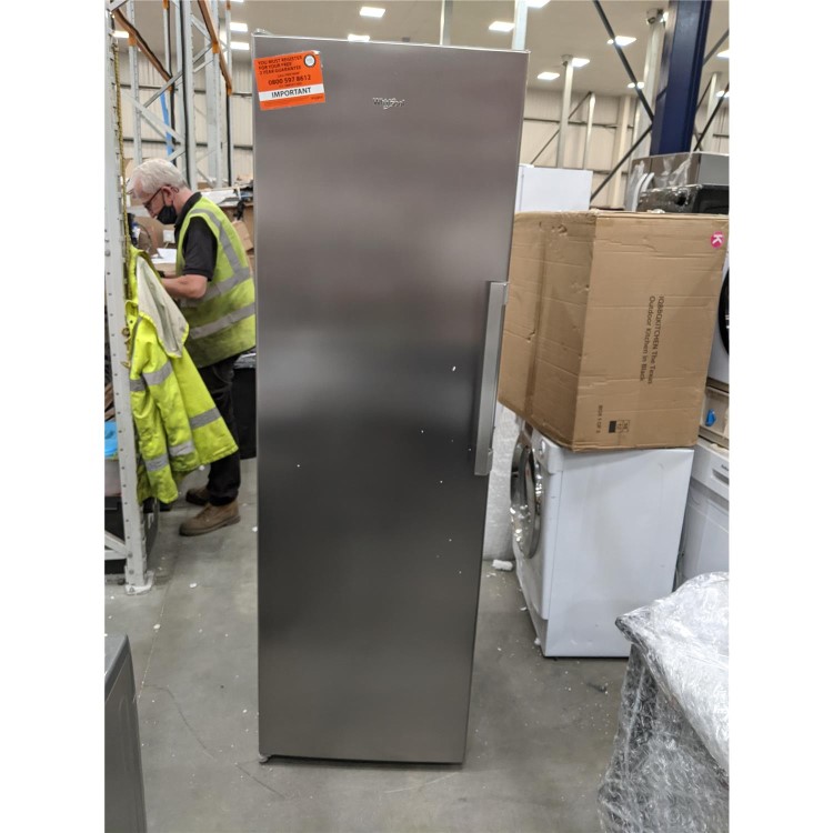Refurbished Whirlpool UW8F2CXB 270 Litre Freestanding Upright Freezer 188cm Tall Frost Free 60cm Wide Stainless Steel
