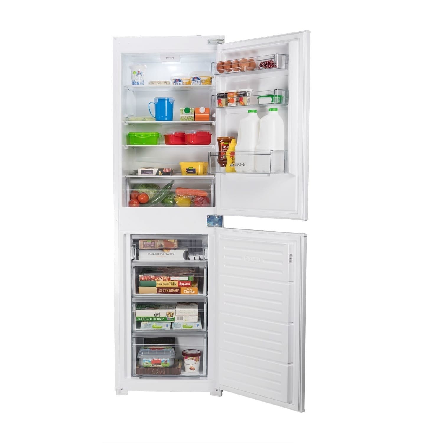 electriQ 235 Litre 50/50 Integrated Fridge Freezer - White
