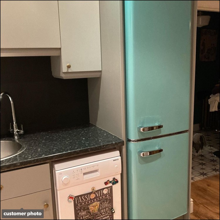 GRADE A2 - electriQ 60/40 Retro Freestanding Fridge Freezer - Blue