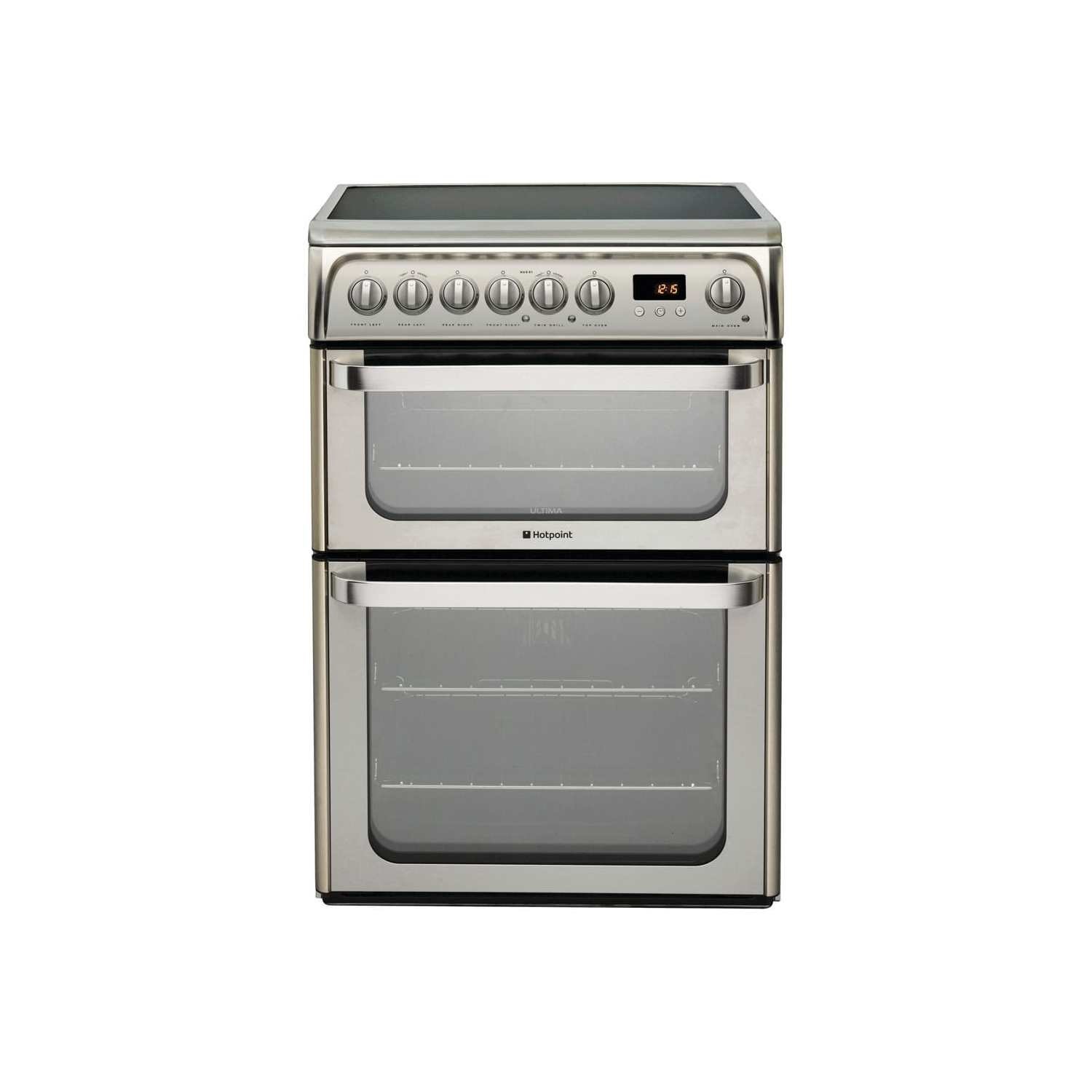 Hotpoint Ultima 60cm Double Oven Electric Cooker with Ceramic Hob - Stainless Steel