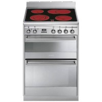 GRADE A2 - Smeg SUK62CMX8 60cm Wide Double Oven Stainless Steel Electric Cooker With Ceramic Hob