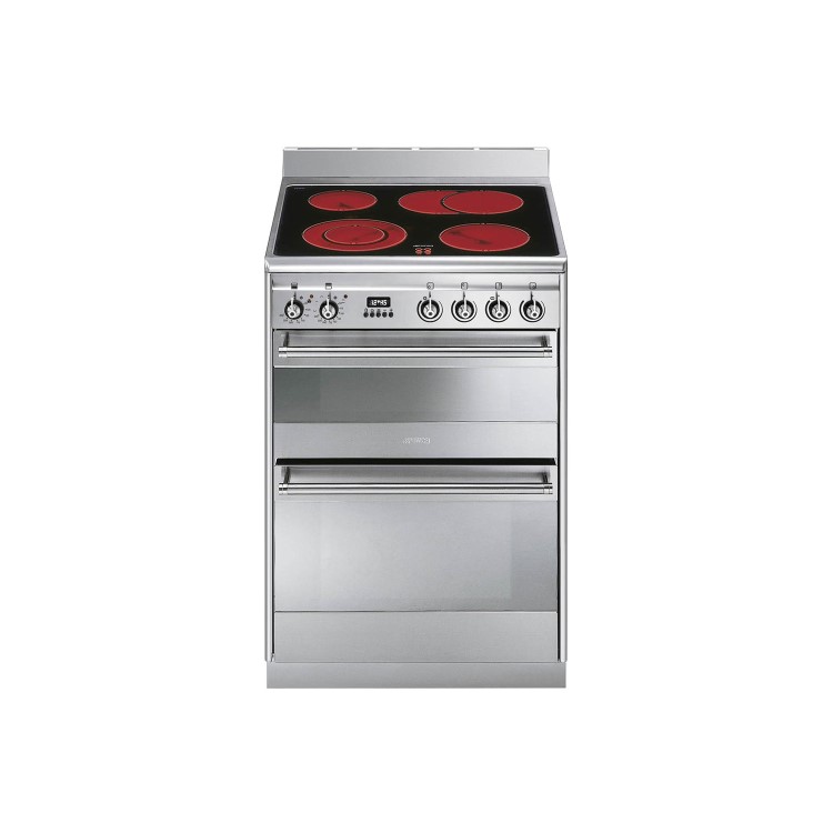 GRADE A2 - Smeg SUK62CMX8 60cm Wide Double Oven Stainless Steel Electric Cooker With Ceramic Hob