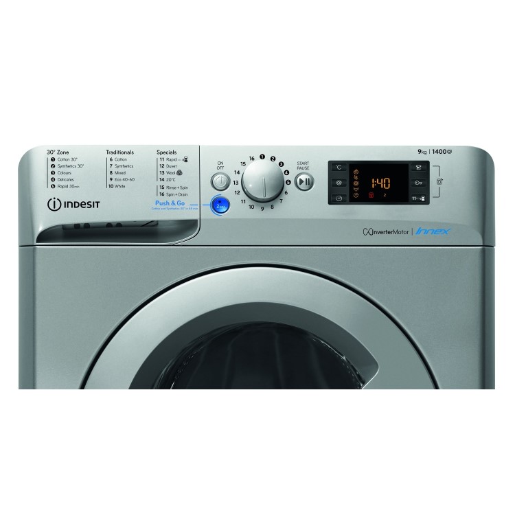Indesit 9kg 1400rpm Freestanding Washing Machine - Silver