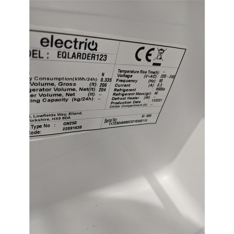 Refurbished electriQ EQLARDER123 Freestanding 204 Litre Larder Fridge White