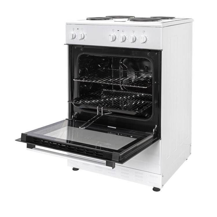Refurbished electriQ EQEC60W1 60cm Single Oven Electric Cooker with Sealed Plate Hob White