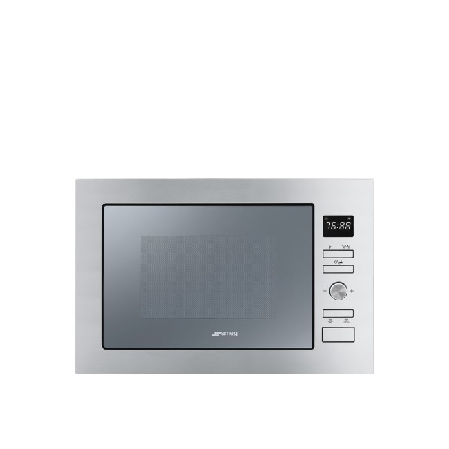 Refurbished Smeg Cucina FMI425S Built In 25L 900W Microwave Oven And Grill Silver Glass
