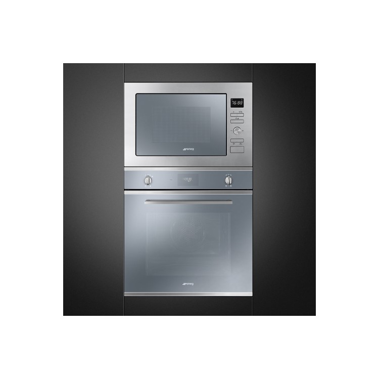 Smeg FMI425S Cucina Built-In 900W Microwave with Grill - Silver Glass