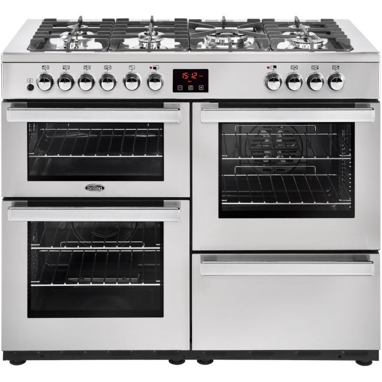 Refurbished Belling Cookcentre 110DF Professional 110cm Dual Fuel Range Cooker Stainless Steel