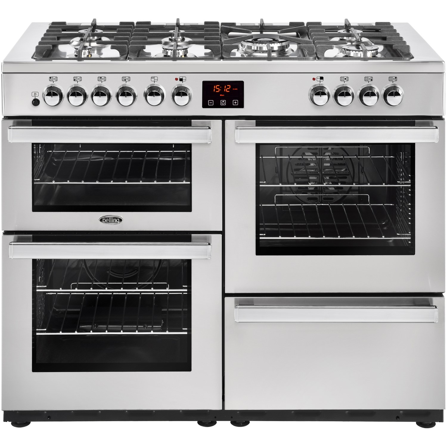 Refurbished Belling Cookcentre 110DF Professional 110cm Dual Fuel Range Cooker - Stainless Steel