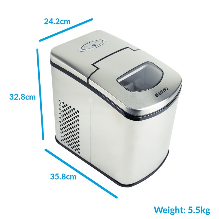 GRADE A1 - electriQ Counter Top Ice Maker Machine in Stainless Steel with Free Ice Lolly Moulds