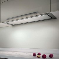 GRADE A2 - Elica HIDDEN-90 Hidden 898mm Intergrated Cooker Hood Stainless Steel And White Glass