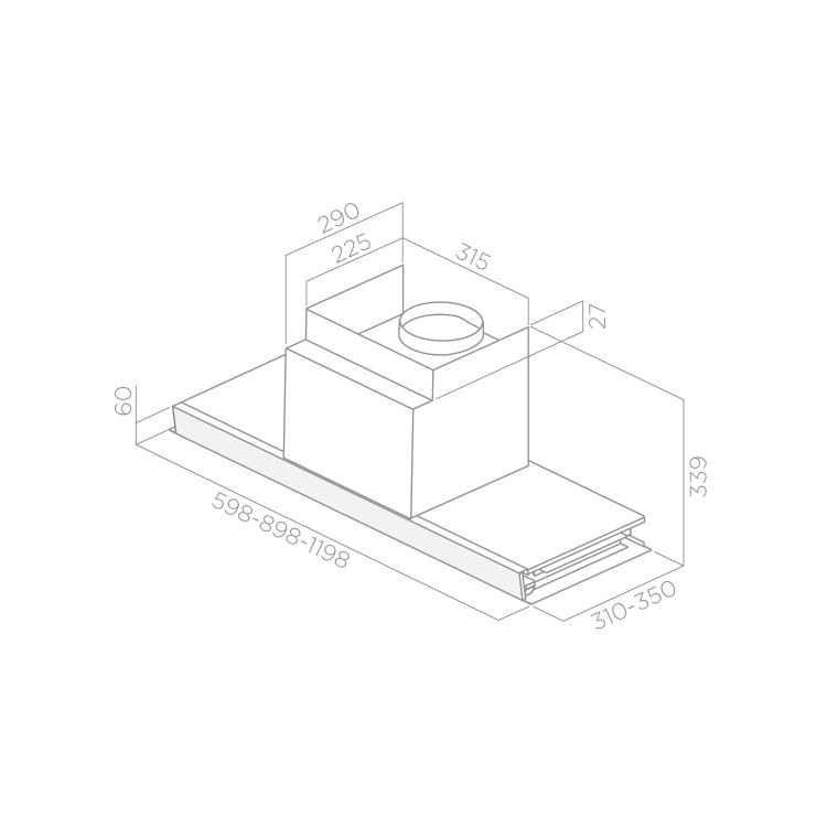 GRADE A2 - Elica HIDDEN-90 Hidden 898mm Intergrated Cooker Hood Stainless Steel And White Glass