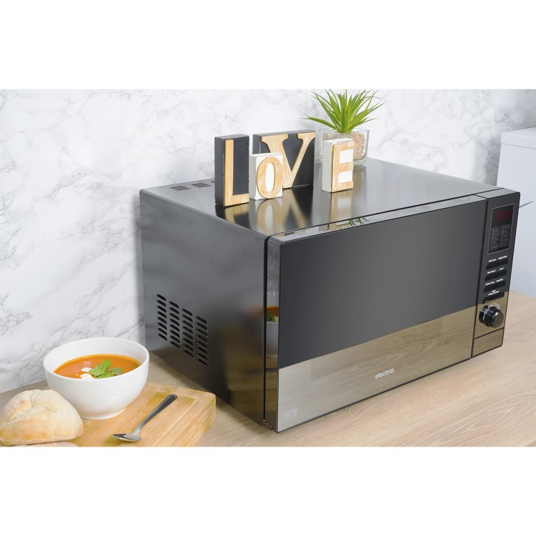 GRADE A1 - electriQ 25L 900W Freestanding Microwave with Digital Display in Black