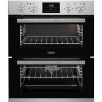 Refurbished Zanussi ZOF35601XK 60cm Double Built Under Electric Oven with Catalytic Liners Stainless Steel